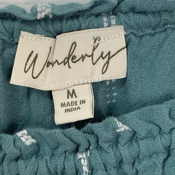 Wonderly Gauze Maxi Dress Womens Medium Green Embroidery Detail Tiered Boho - Picture 2 of 9